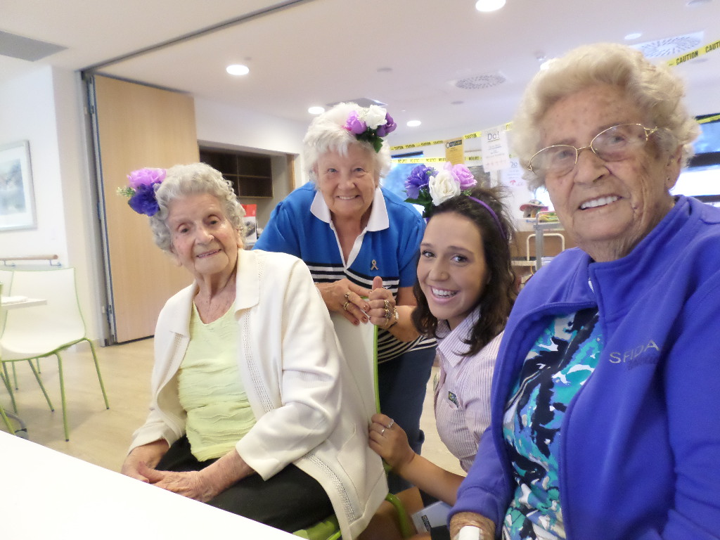 Cassie, Lorna and Joan from Regis Blackburn care home recently celebrated Spring Carnival 2017 Oaks Day