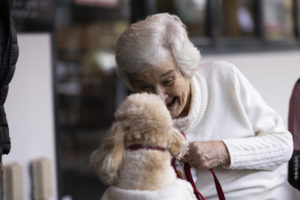Aged care resident with a dog