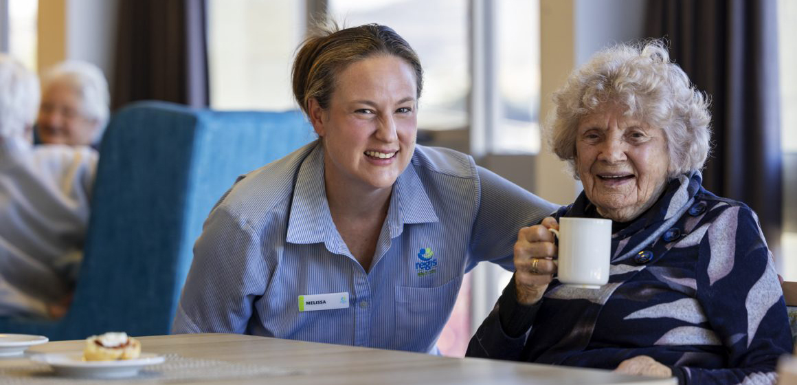 A resident and carer at Regis Tasmania Eastern Shore