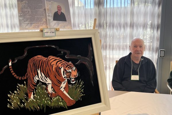 Resident with artwork